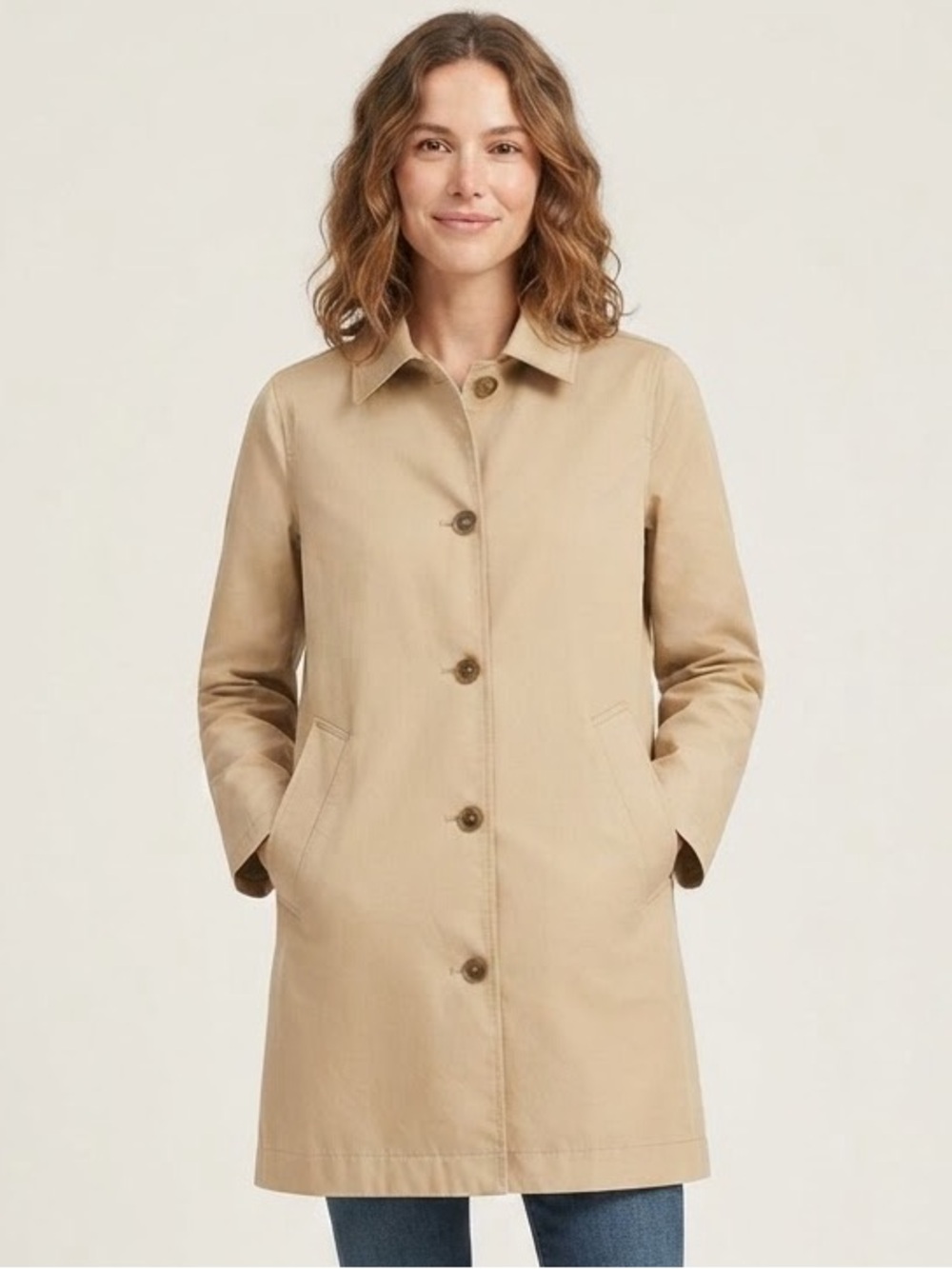 Everlane Sz 6 Cotton Tan Minimalist Classic Trench Coat Light Jacket